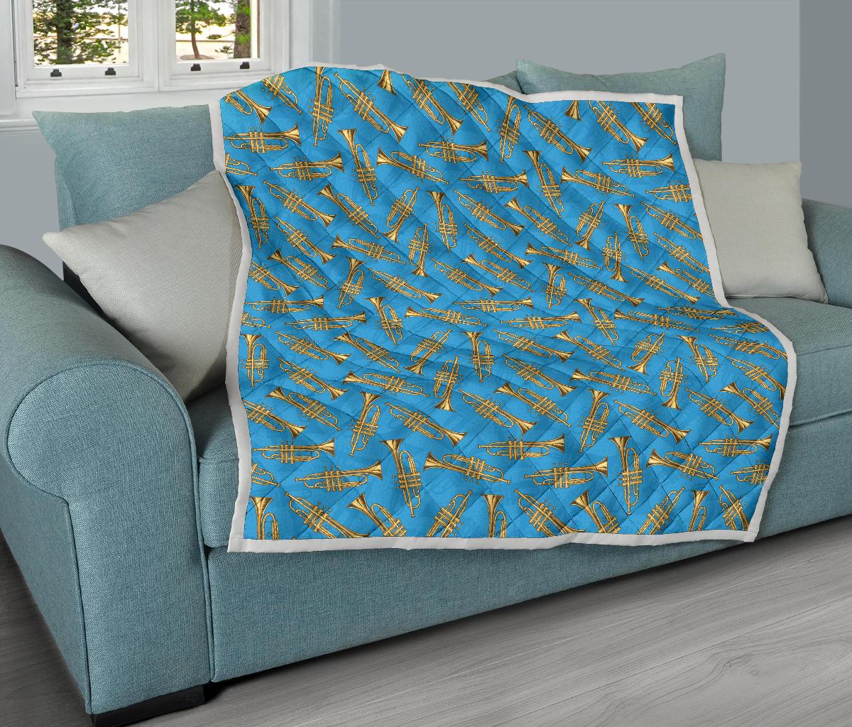 Trumpet Golden Pattern Themed Print Premium Quilt-JTAMIGO.COM
