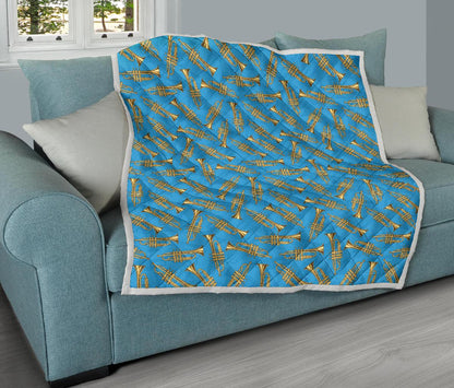 Trumpet Golden Pattern Themed Print Premium Quilt-JTAMIGO.COM