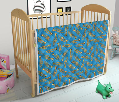 Trumpet Golden Pattern Themed Print Premium Quilt-JTAMIGO.COM