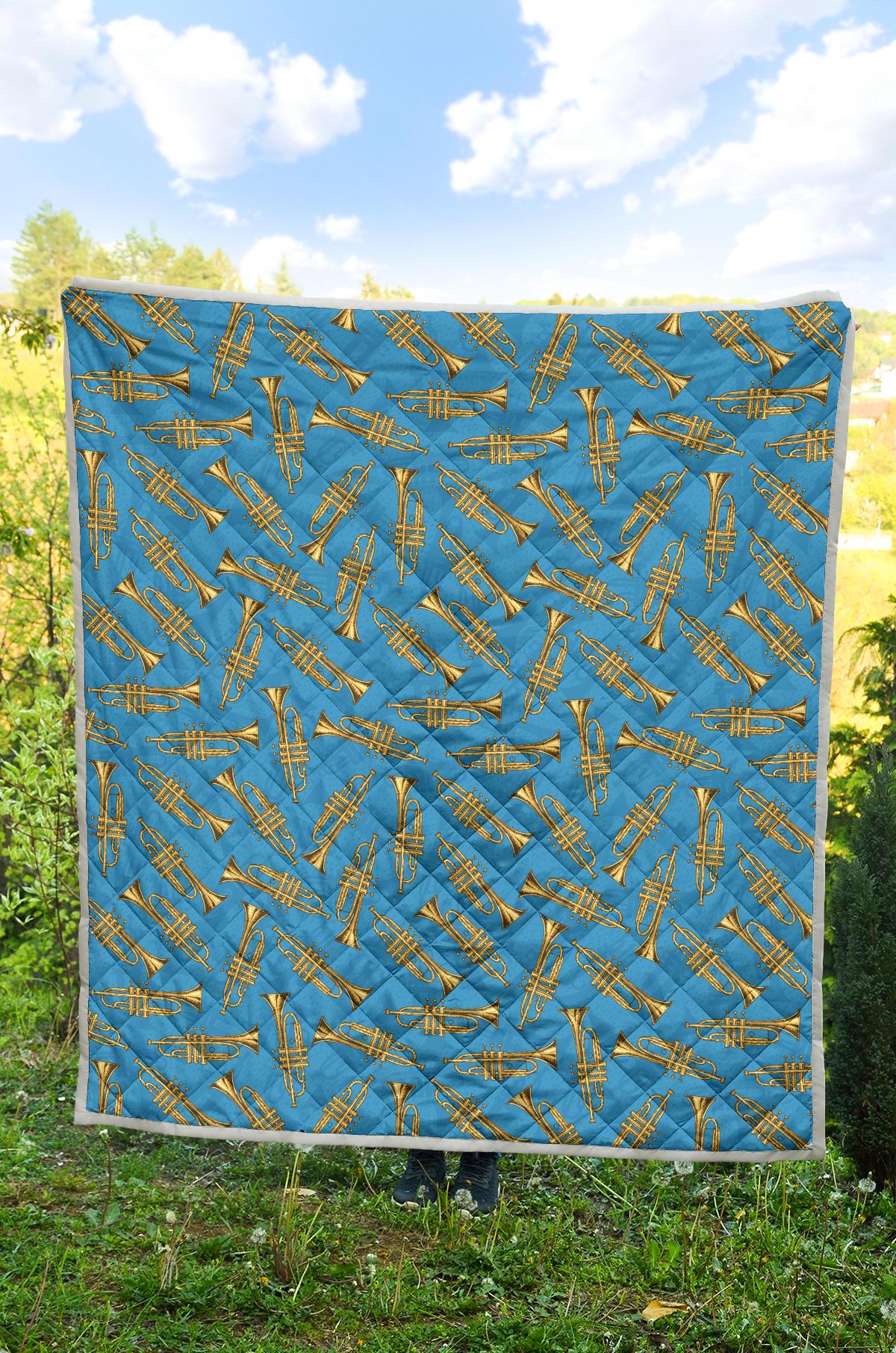 Trumpet Golden Pattern Themed Print Premium Quilt-JTAMIGO.COM