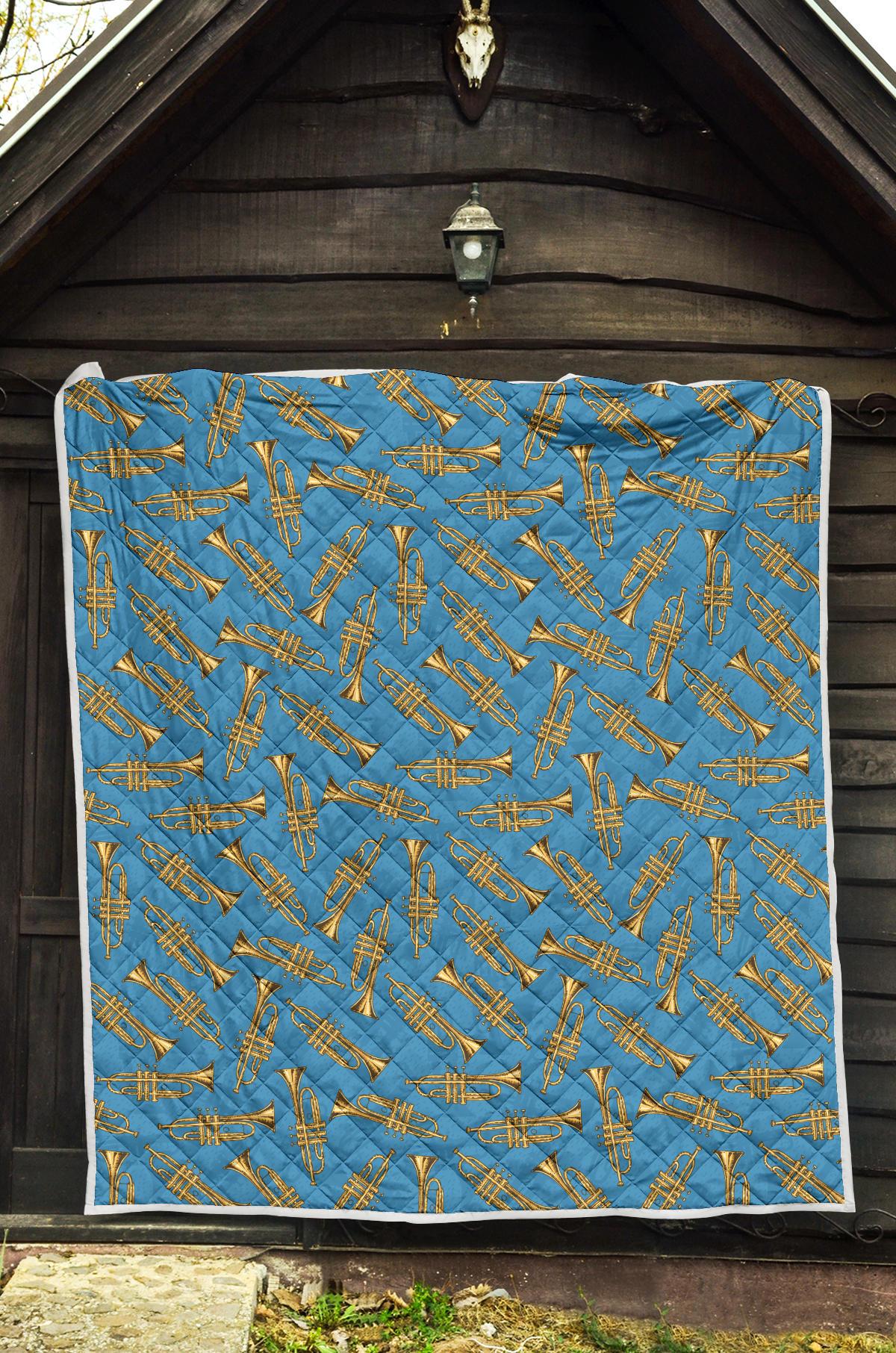Trumpet Golden Pattern Themed Print Premium Quilt-JTAMIGO.COM