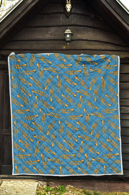 Trumpet Golden Pattern Themed Print Premium Quilt-JTAMIGO.COM