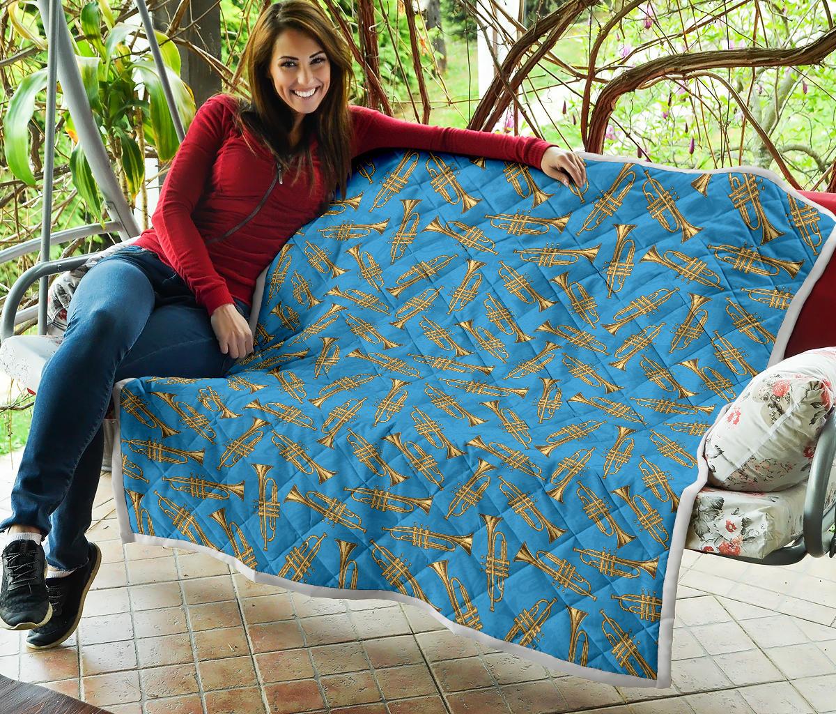 Trumpet Golden Pattern Themed Print Premium Quilt-JTAMIGO.COM