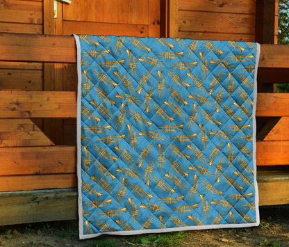 Trumpet Golden Pattern Themed Print Premium Quilt-JTAMIGO.COM