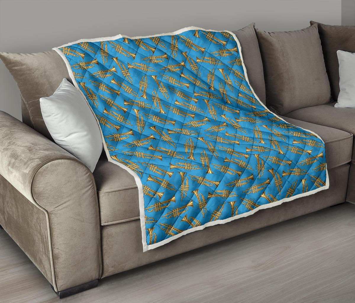 Trumpet Golden Pattern Themed Print Premium Quilt-JTAMIGO.COM