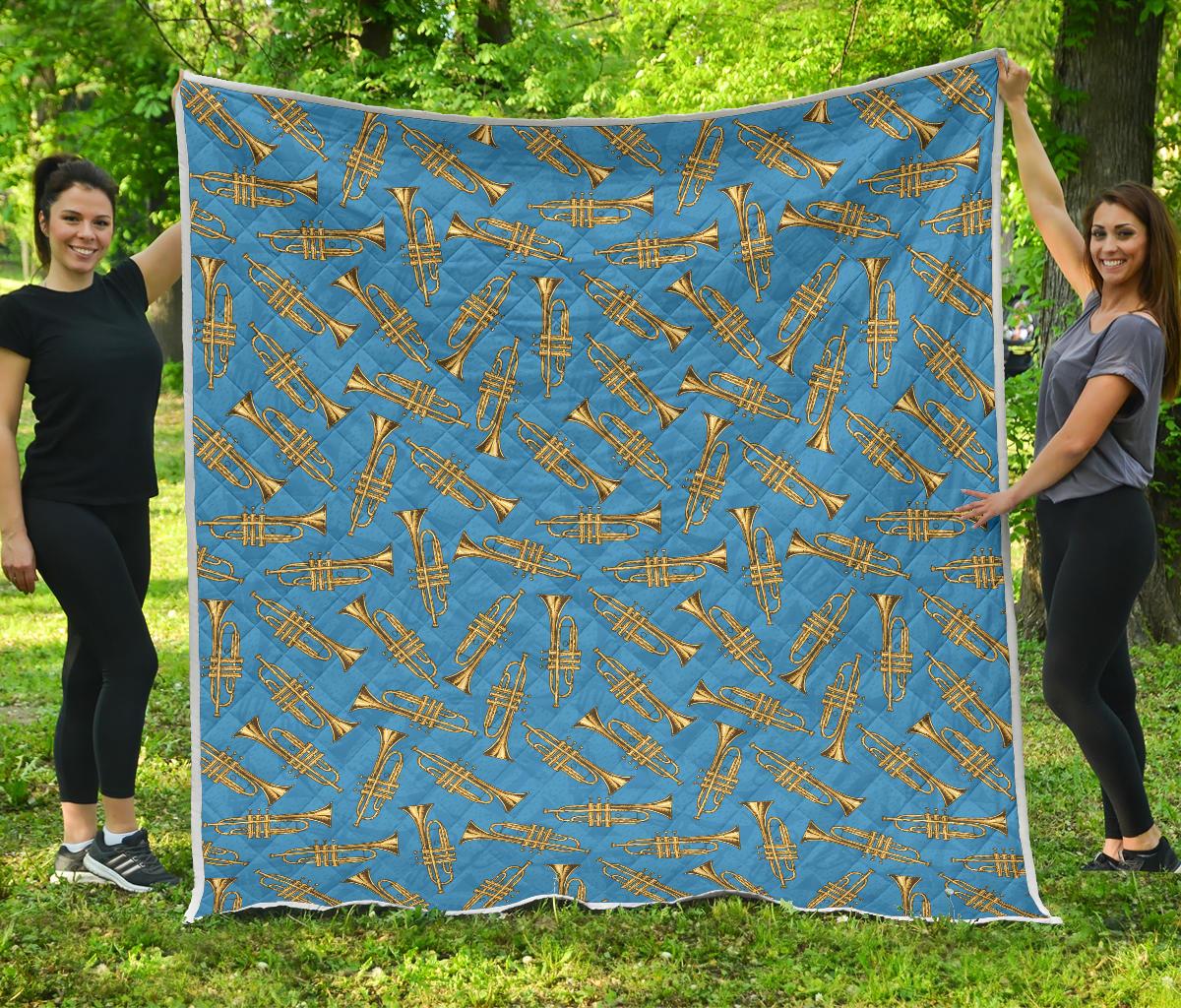 Trumpet Golden Pattern Themed Print Premium Quilt-JTAMIGO.COM