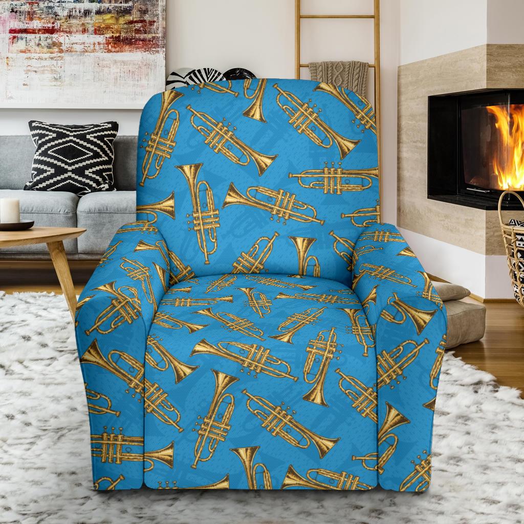 Trumpet Golden Pattern Themed Print Single Sofa Slipcover -JTAMIGO.COM