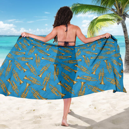 Trumpet Golden Pattern Themed Print Sarong Pareo Wrap