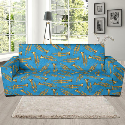 Trumpet Golden Pattern Themed Print Sofa Slipcover-JTAMIGO.COM