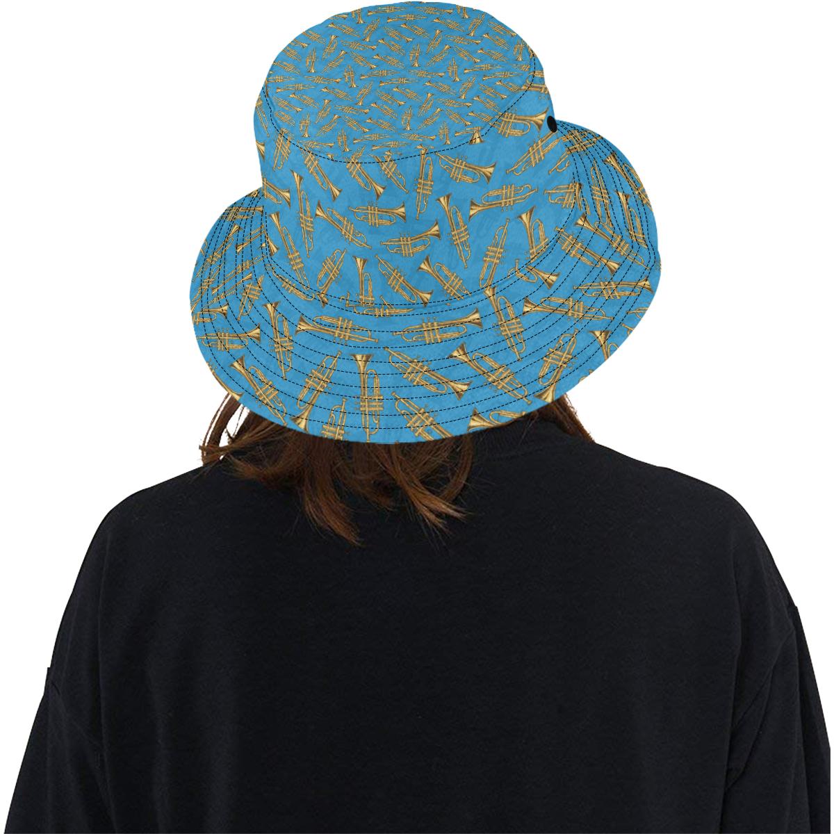 Trumpet Golden Pattern Themed Print Unisex Bucket Hat