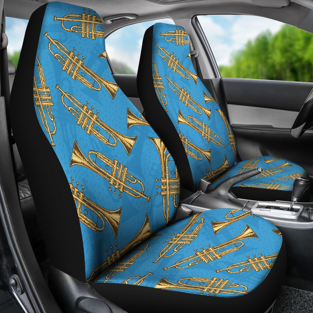 Trumpet Golden Pattern Themed Print Universal Fit Car Seat Covers