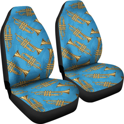 Trumpet Golden Pattern Themed Print Universal Fit Car Seat Covers