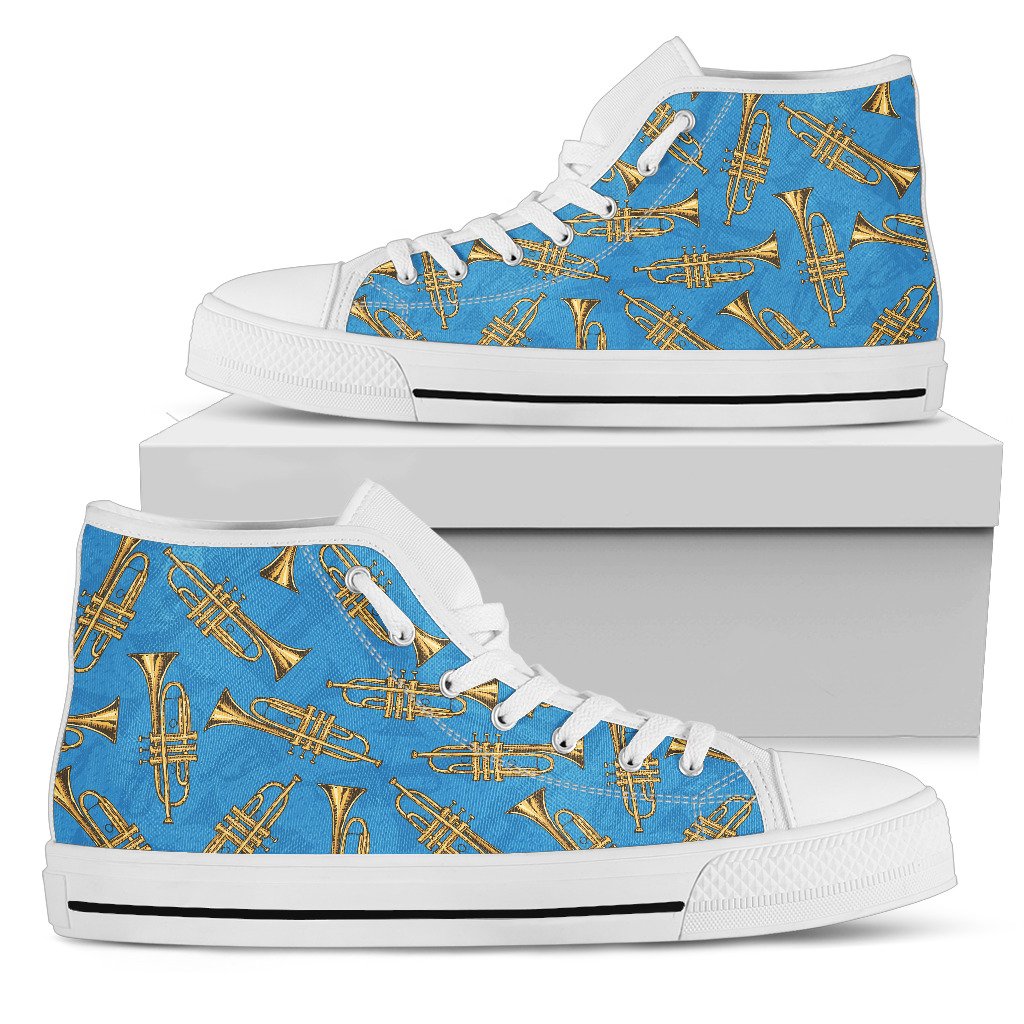 Trumpet Golden Pattern Themed Print Women High Top Shoes