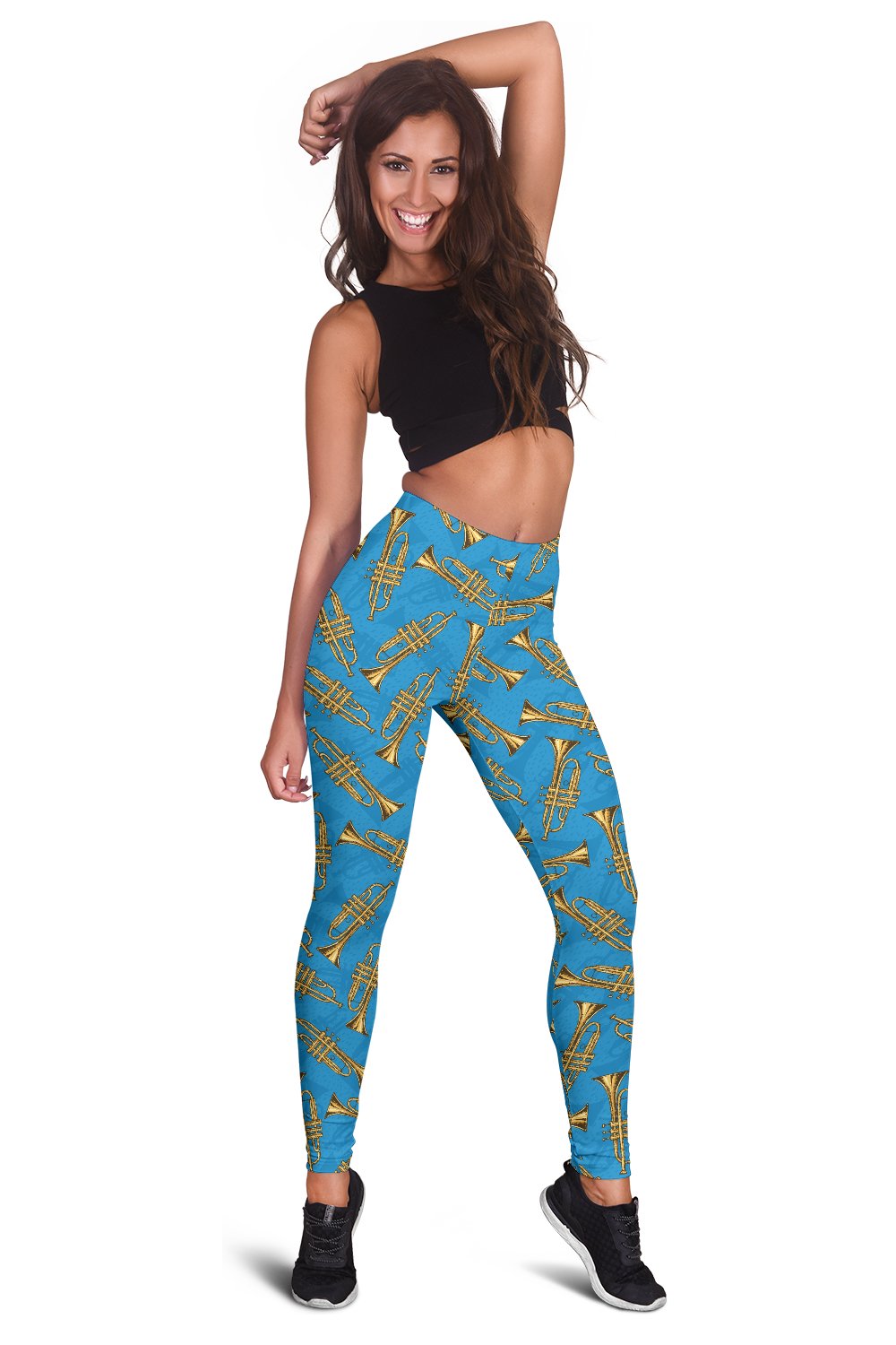 Trumpet Golden Pattern Themed Print Women Leggings
