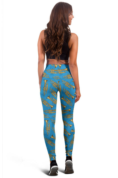 Trumpet Golden Pattern Themed Print Women Leggings