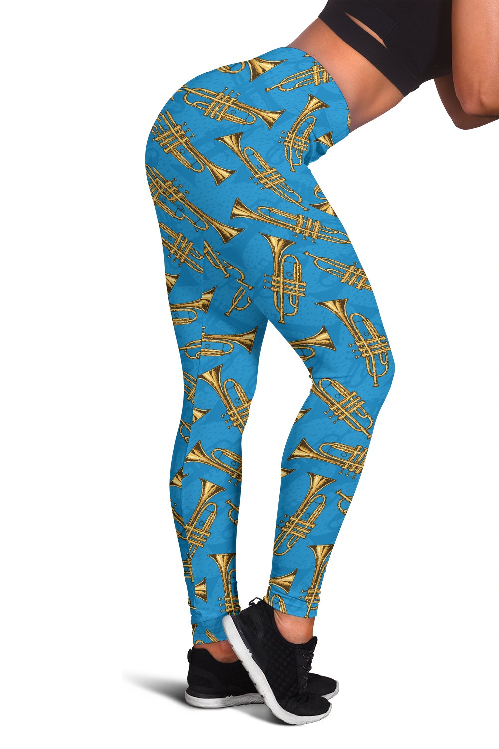 Trumpet Golden Pattern Themed Print Women Leggings