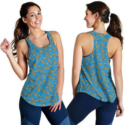 Trumpet Golden Pattern Themed Print Women Racerback Tank Top