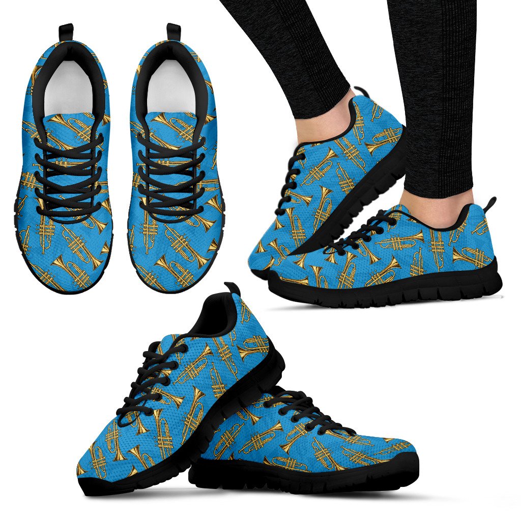 Trumpet Golden Pattern Themed Print Women Sneakers Shoes