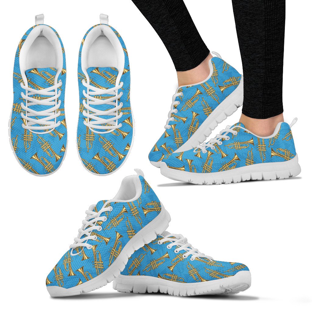 Trumpet Golden Pattern Themed Print Women Sneakers Shoes