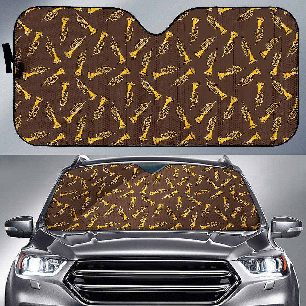 Trumpet Pattern Design Print Car Sun Shade For Windshield