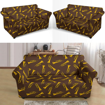 Trumpet Pattern Design Print Loveseat Slipcover-JTAMIGO.COM