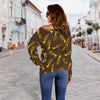 Trumpet Pattern Design Print Off Shoulder Sweatshirt