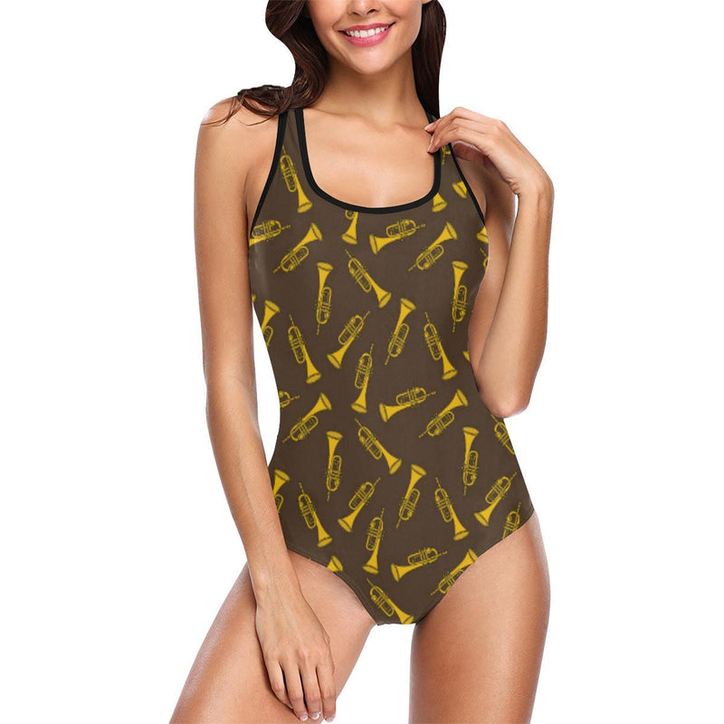 Trumpet Pattern Design Print One Piece Swimsuit-JTAMIGO.COM