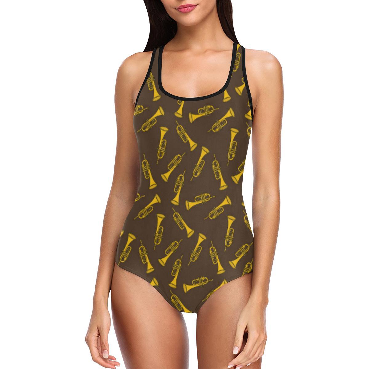 Trumpet Pattern Design Print One Piece Swimsuit-JTAMIGO.COM