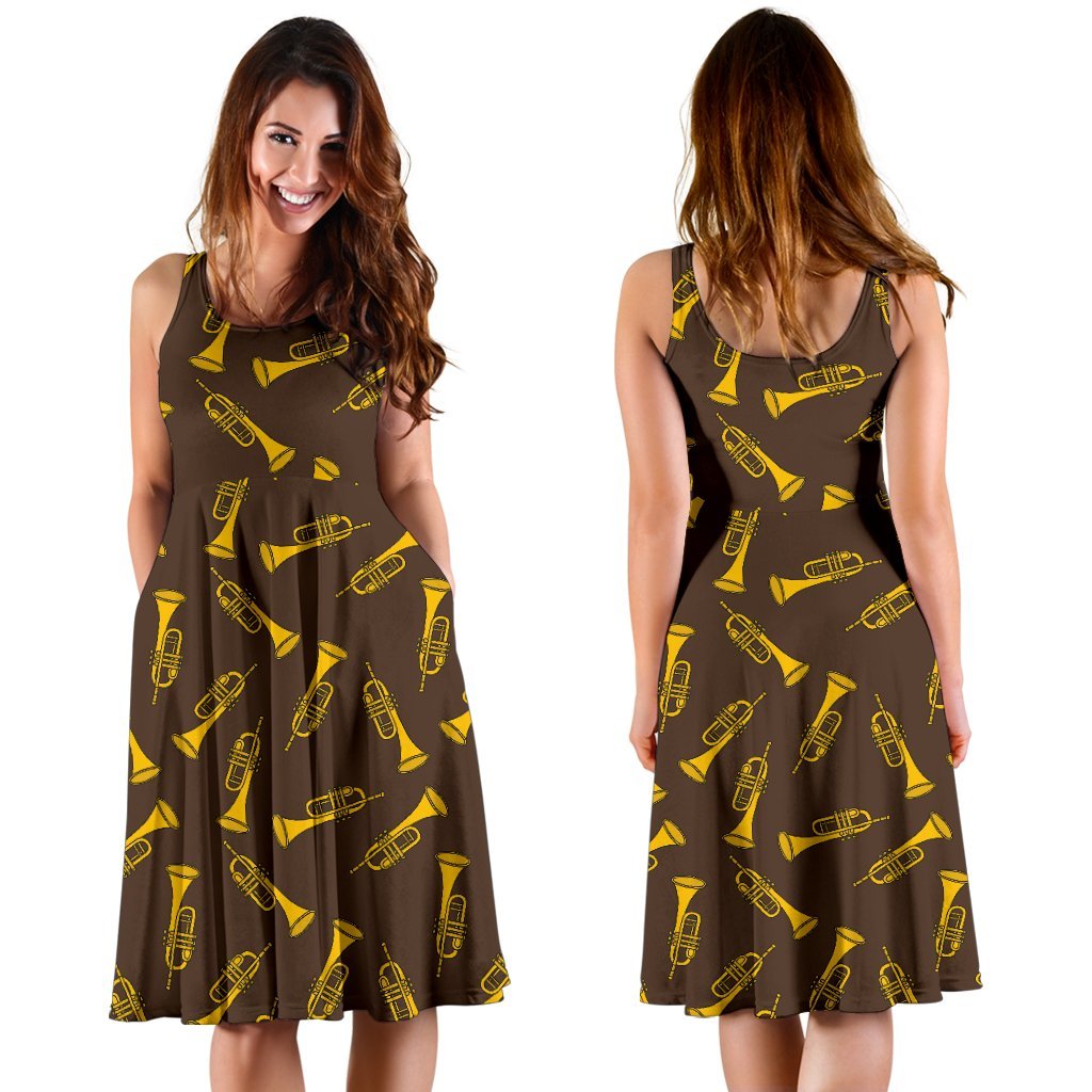Trumpet Pattern Design Print Sleeveless Dress
