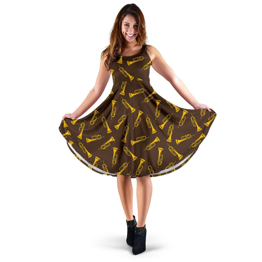 Trumpet Pattern Design Print Sleeveless Dress