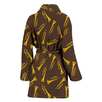 Trumpet Pattern Design Print Women Bath Robe-JTAMIGO.COM