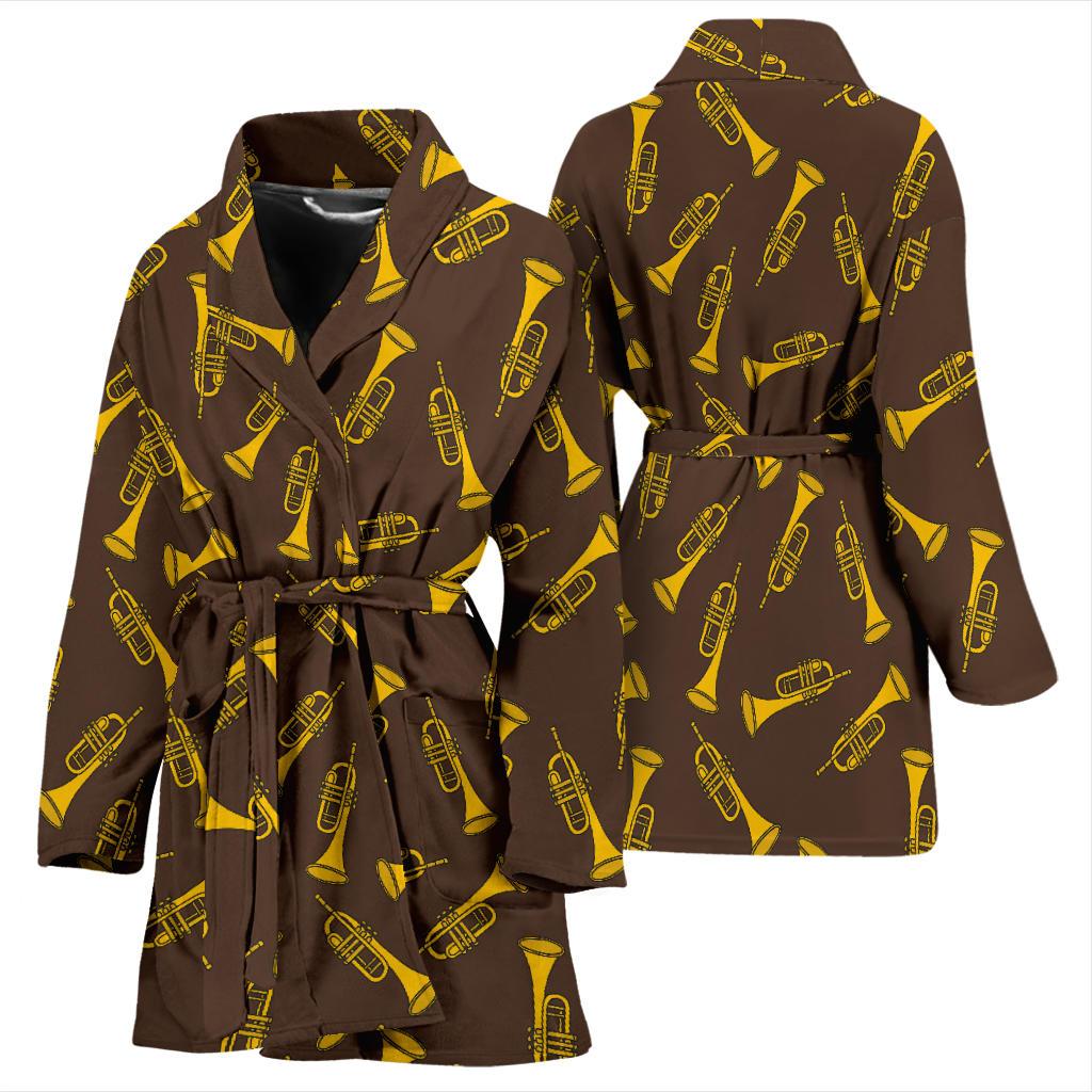 Trumpet Pattern Design Print Women Bath Robe-JTAMIGO.COM