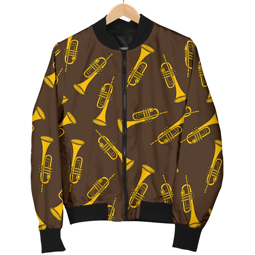 Trumpet Pattern Design Print Women Casual Bomber Jacket