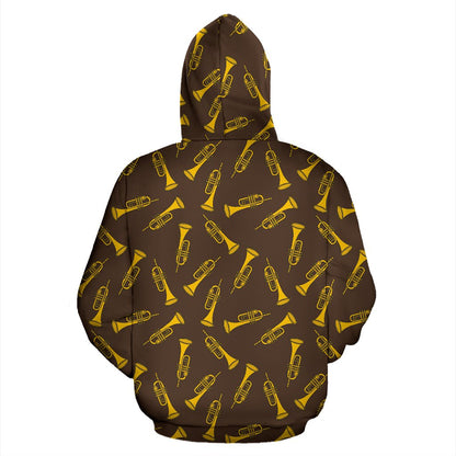 Trumpet Pattern Design Print Zip Up Hoodie