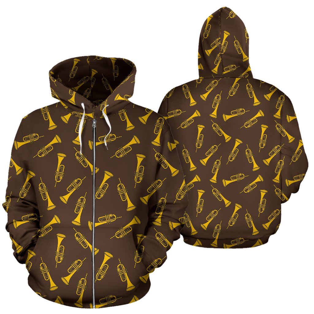 Trumpet Pattern Design Print Zip Up Hoodie