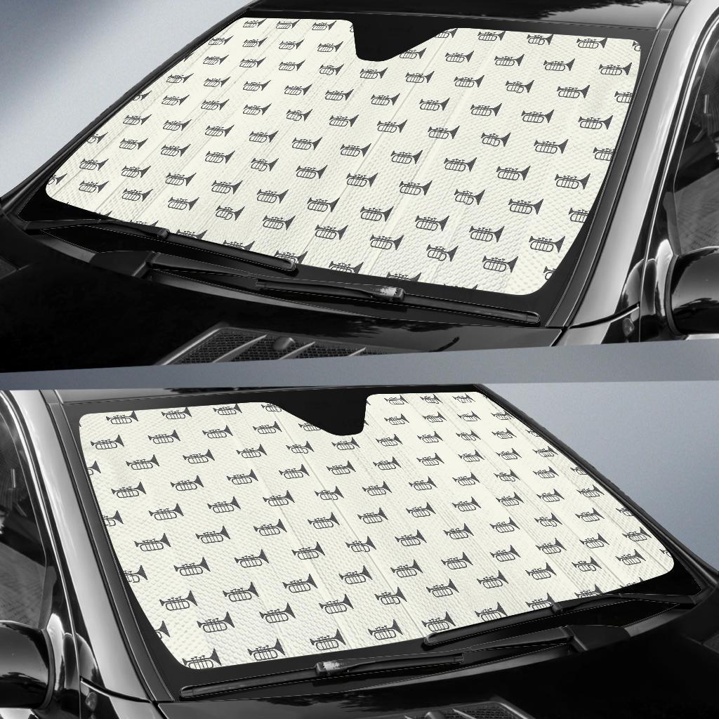 Trumpet Pattern Themed Print Car Sun Shade For Windshield