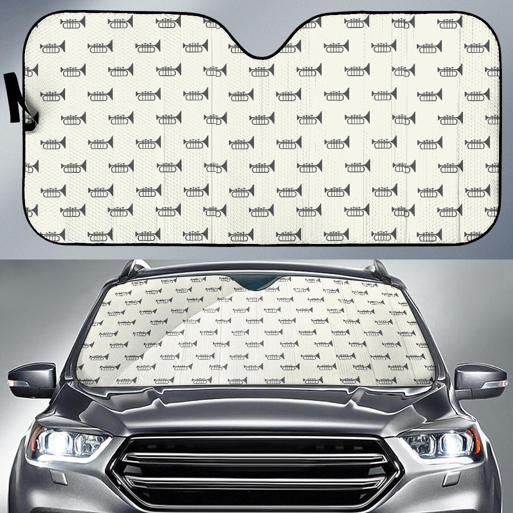 Trumpet Pattern Themed Print Car Sun Shade For Windshield