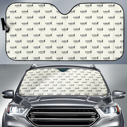 Trumpet Pattern Themed Print Car Sun Shade For Windshield