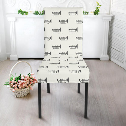 Trumpet Pattern Themed Print Dining Chair Slipcover-JTAMIGO.COM