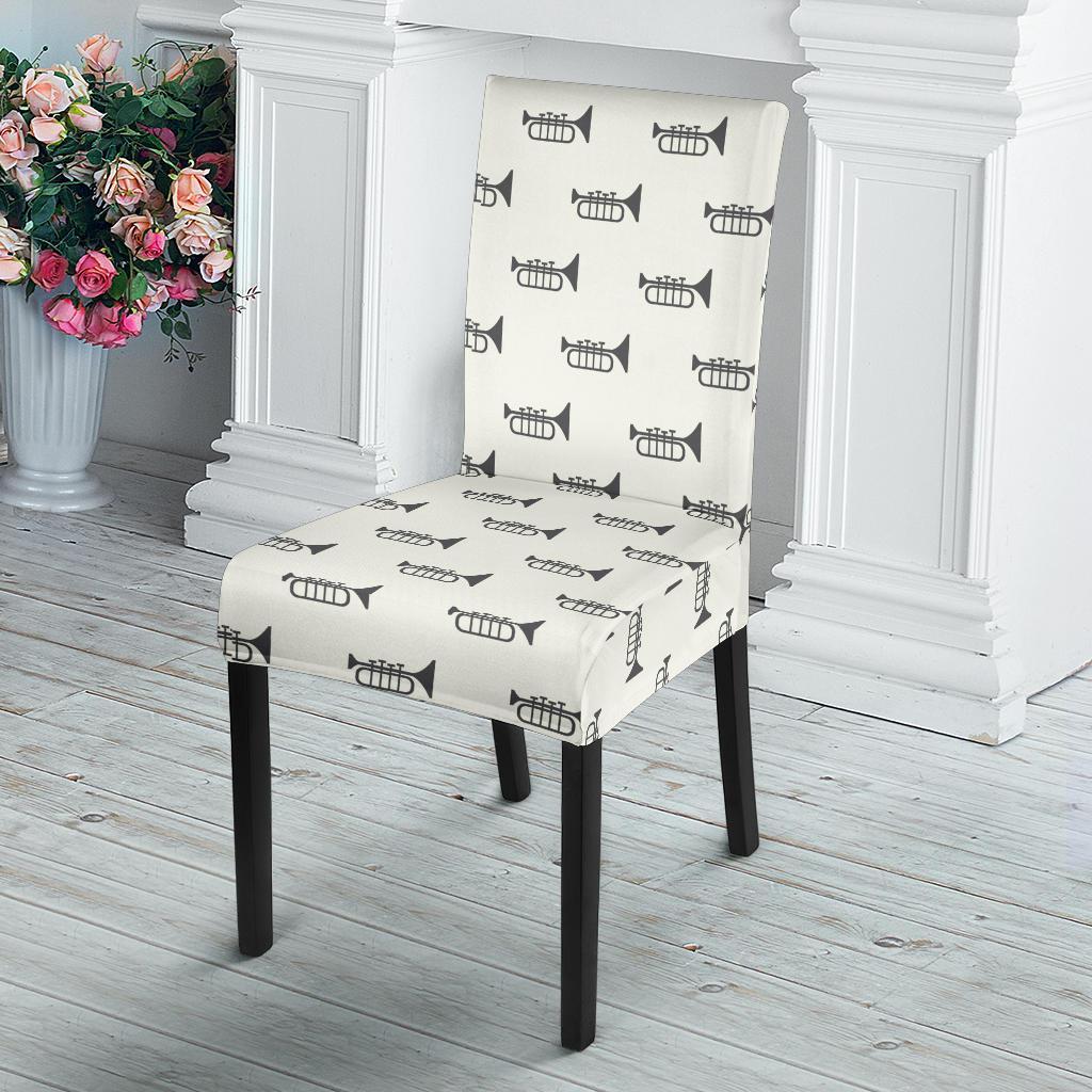 Trumpet Pattern Themed Print Dining Chair Slipcover-JTAMIGO.COM