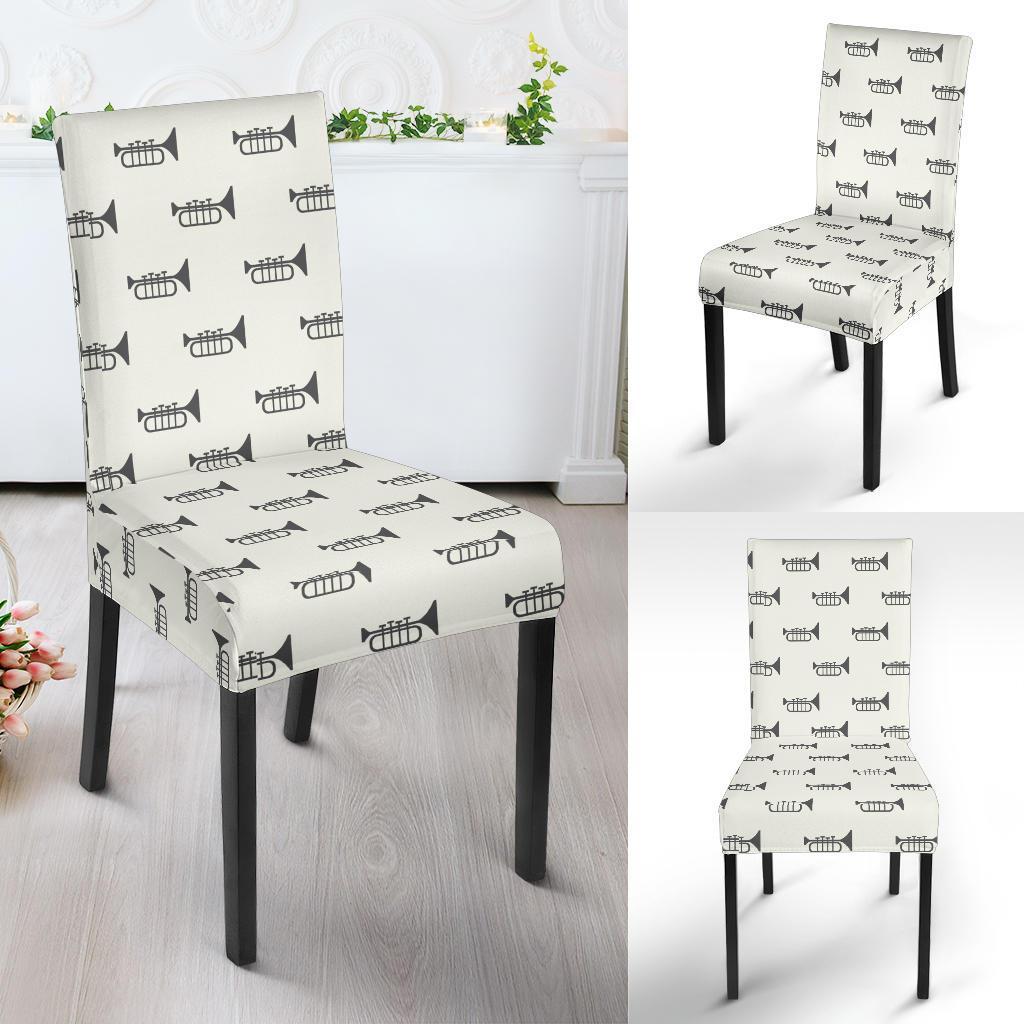 Trumpet Pattern Themed Print Dining Chair Slipcover-JTAMIGO.COM