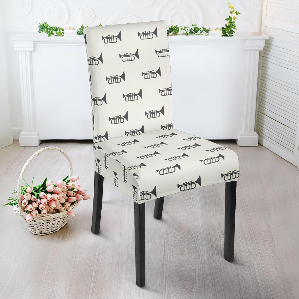 Trumpet Pattern Themed Print Dining Chair Slipcover-JTAMIGO.COM