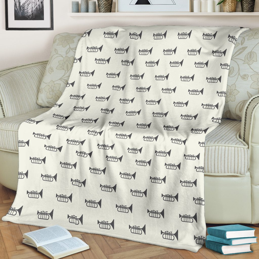 Trumpet Pattern Themed Print Fleece Blanket