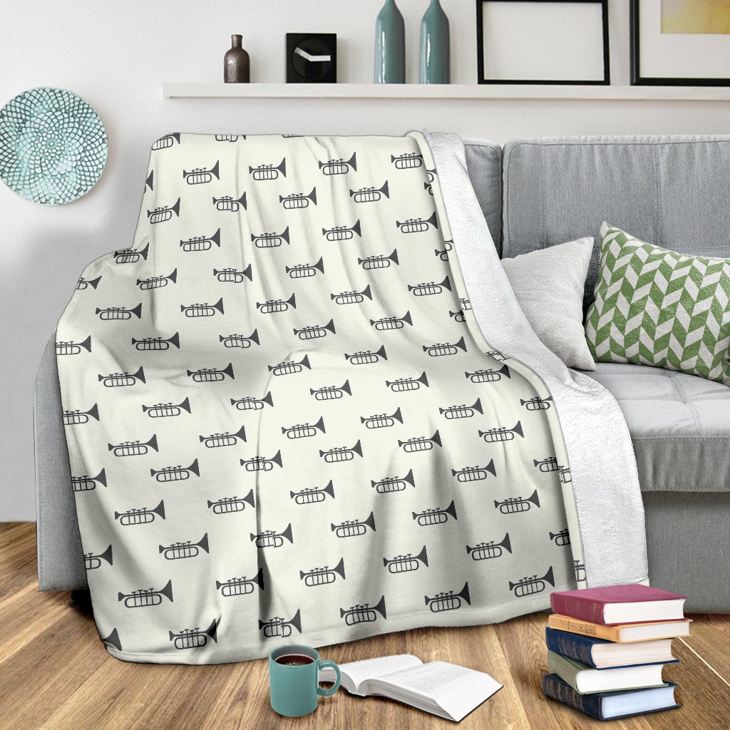 Trumpet Pattern Themed Print Fleece Blanket