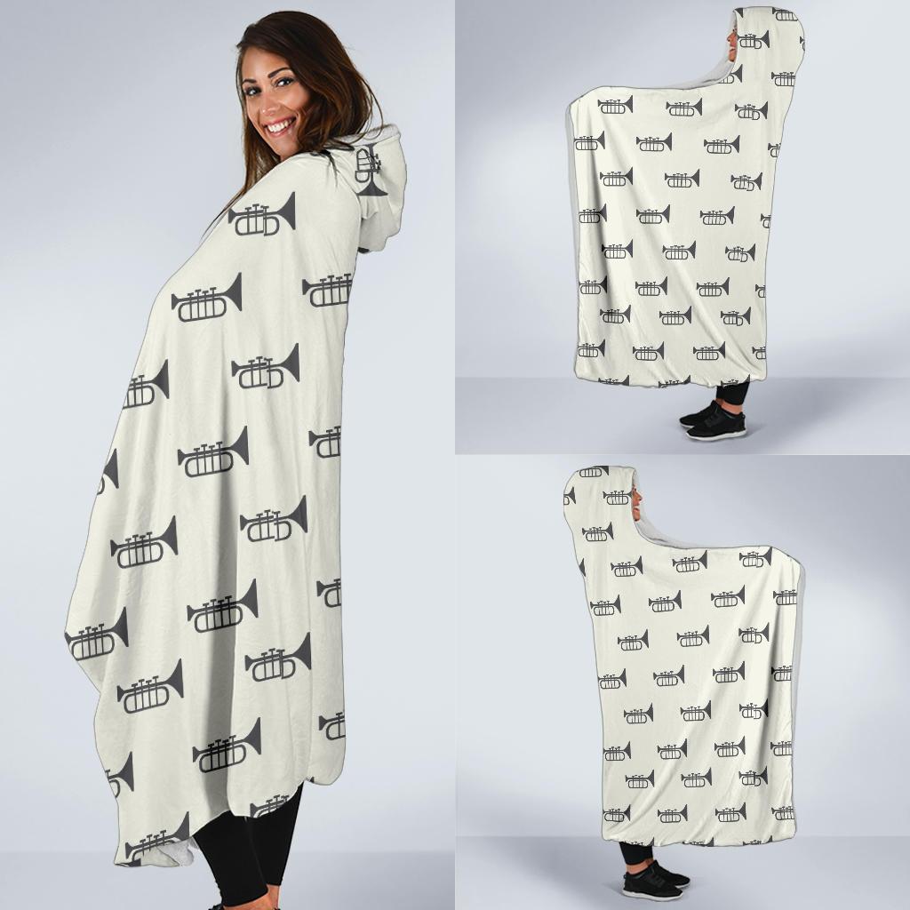 Trumpet Pattern Themed Print Hooded Blanket-JTAMIGO.COM