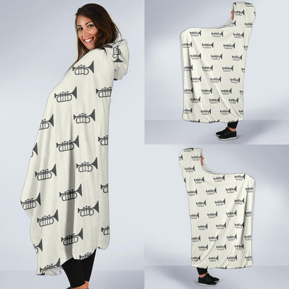 Trumpet Pattern Themed Print Hooded Blanket-JTAMIGO.COM