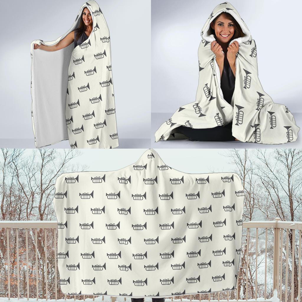 Trumpet Pattern Themed Print Hooded Blanket-JTAMIGO.COM