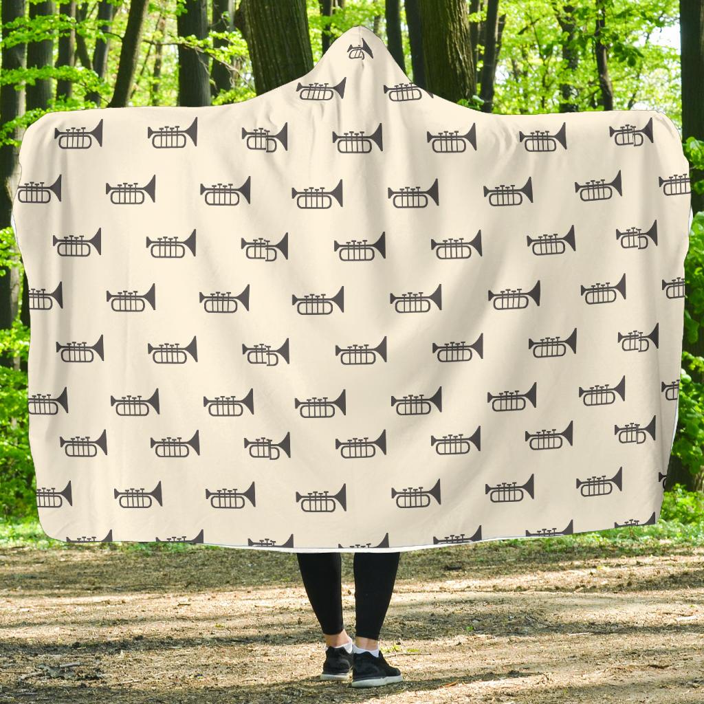 Trumpet Pattern Themed Print Hooded Blanket-JTAMIGO.COM