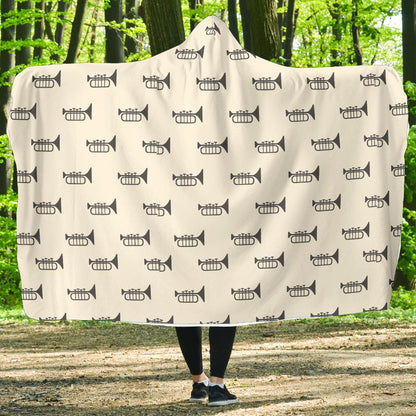 Trumpet Pattern Themed Print Hooded Blanket-JTAMIGO.COM