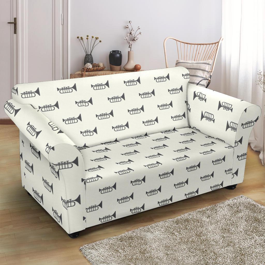 Trumpet Pattern Themed Print Loveseat Slipcover-JTAMIGO.COM